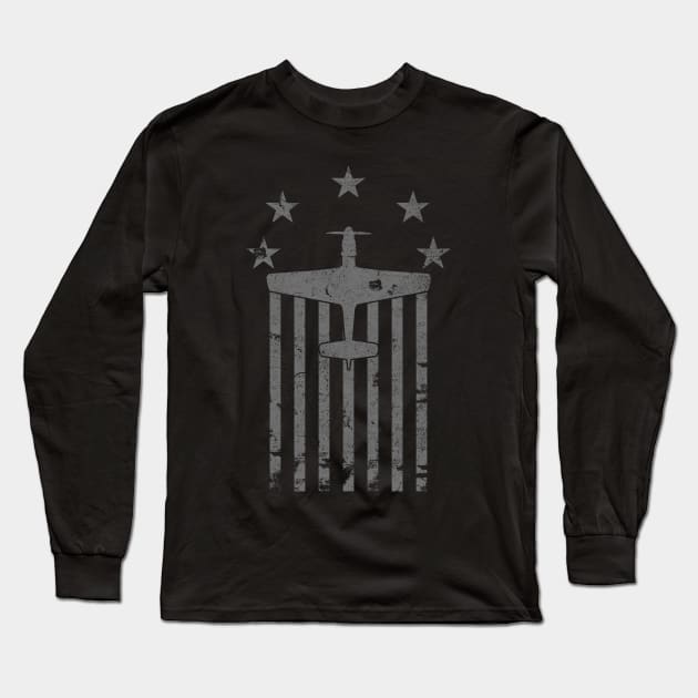 North American P-51 Mustang WWII Fighter Stars & Bars Series Long Sleeve T-Shirt by DesignedForFlight